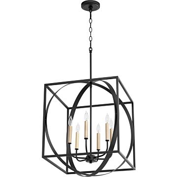 Quorum Soft Contemporary 6 Light 18 Inch Pendant Light in Noir