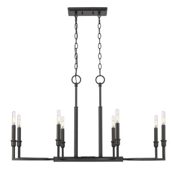 Ellyn BLK Eight Light Linear Pendant in Matte Black by Golden