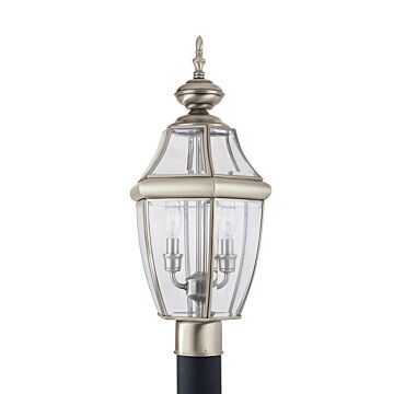 Lancaster 2-Light Outdoor Post Lantern in Antique Brushed Nickel