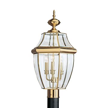 Generation Lighting Lancaster 3-Light 24 Outdoor Post Light in Polished Brass