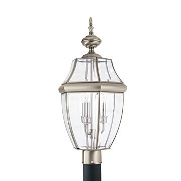 Lancaster 3-Light Outdoor Post Lantern in Antique Brushed Nickel