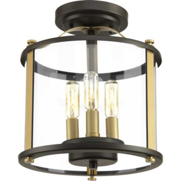 Squire 3-Light Semi-Flush convertible in Antique Bronze
