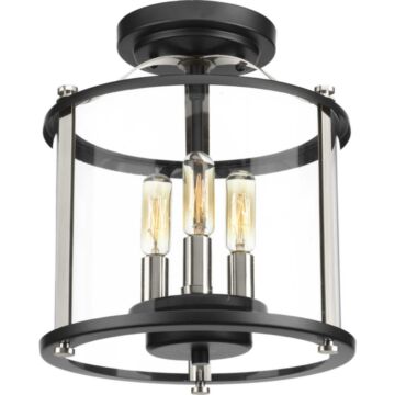 Squire 3-Light Semi-Flush convertible in Black