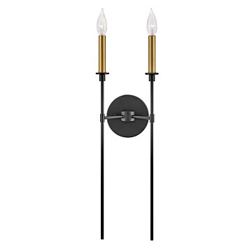 Lark Hux 2 Light Wall Sconce in Black