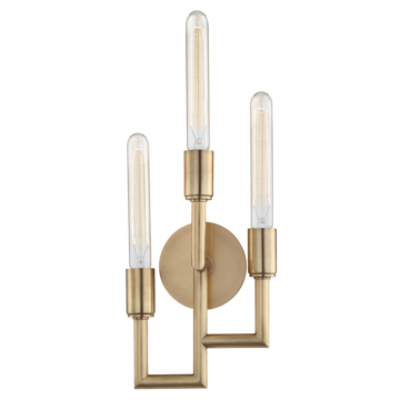 Angler Three Light Wall Sconce in Aged Brass by Hudson Valley