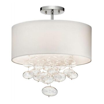 Elan Piatt 18.6 Inch 3 Light Semi Flush in Chrome with White Shade