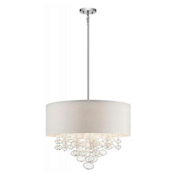 Elan Piatt 17.6 Inch 5 Light Drum Pendant in Chrome with White Shade