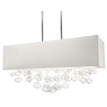 Elan Piatt 32 Inch 6 Light Pendant in Chrome with White Shade