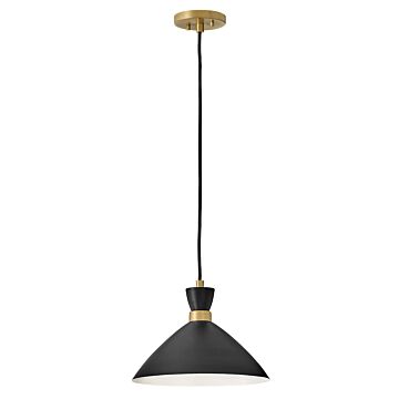 Lark Simon Pendant Light in Black with Heritage Brass accents