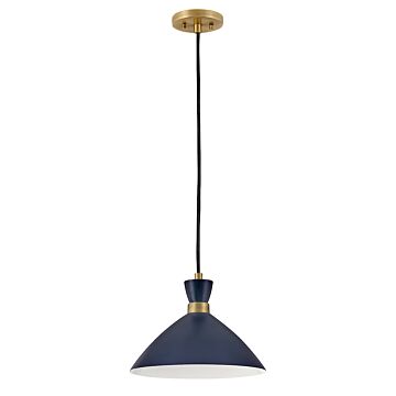 Lark Simon Pendant Light in Matte Navy with Heritage Brass accents