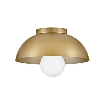 Stu 1-Light LED Flush Mount Ceiling Light in Lacquered Brass