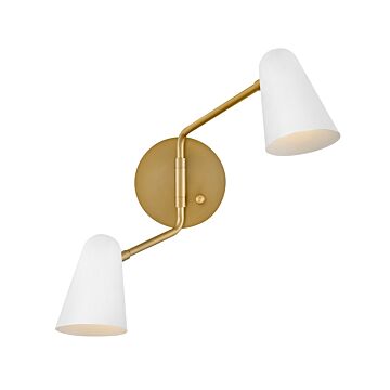 Birdie 2-Light LED Wall Sconce in Lacquered Brass with Matte White accents