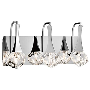 Elan Rockne 17.75 Inch 3 Light LED K9 Crystal Bathroom Vanity Light in Chrome