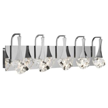 Elan Rockne 32 Inch 5 Light LED K9 Crystal Bathroom Vanity Light in Chrome