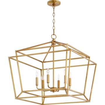 Quorum Monument 6 Light 25 Inch Dinette & Breakfast Chandelier in Gold Leaf