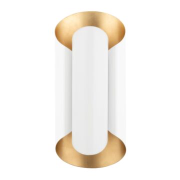 Banks Two Light Wall Sconce in Gold Leaf White by Hudson Valley