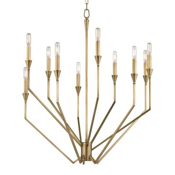 Archie Ten Light Chandelier in Aged Brass by Hudson Valley