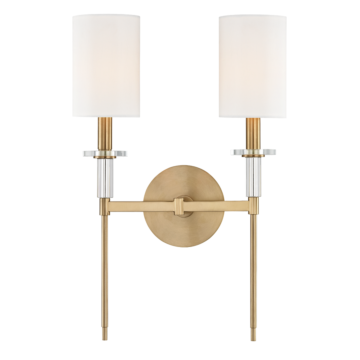 Amherst Two Light Wall Sconce in Aged Brass by Hudson Valley