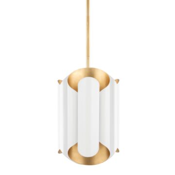 Banks Six Light Pendant in Gold Leaf White by Hudson Valley