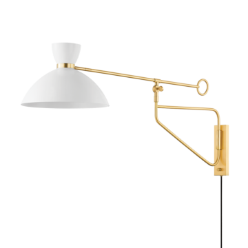 Cranbrook One Light Portable Wall Sconce in Aged Brass Soft White by Hudson Valley