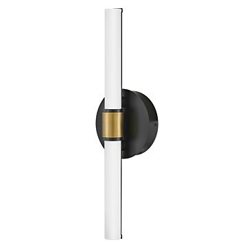 Kai LED Bathroom Vanity Light in Black with Lacquered Brass Accents