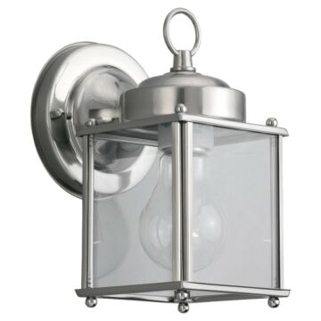 New Castle 1-Light Outdoor Wall Lantern in Antique Brushed Nickel
