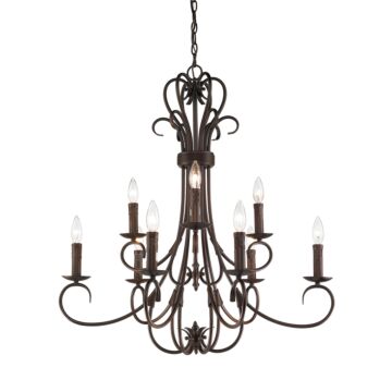 Golden Lighting Homestead 2 Tier 9 Light Candelabra Chandelier in Rubbed Bronze