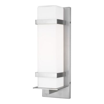 Alban 1-Light Outdoor Wall Lantern in Satin Aluminum