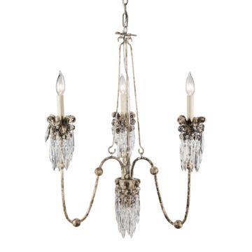 Venetian 3-Light Mini Chandelier in Hand-painted beige patina