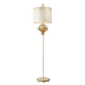 Trellis 2-Light Floor Lamp in Putty and w with Silver Leaf Orb