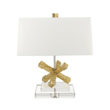 Jackson Square 1-Light Table Lamp in Distressed Gold body, Chrome , Crystal