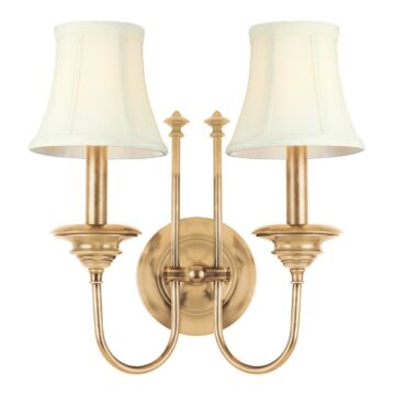 Yorktown Two Light Wall Sconce in Aged Brass by Hudson Valley
