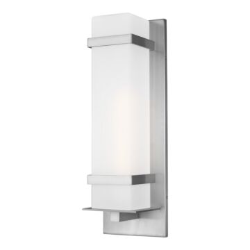 Alban 1-Light Outdoor Wall Lantern in Satin Aluminum
