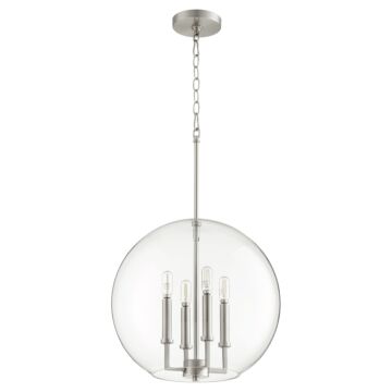 Quorum Globe Pendant 4 Light 16 Inch Pendant Light in Satin Nickel