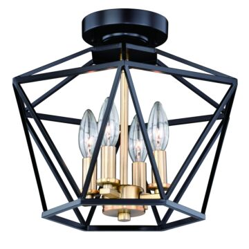 Turin 4-Light Semi-Flush Mount in Noble Bronze and Natural Brass