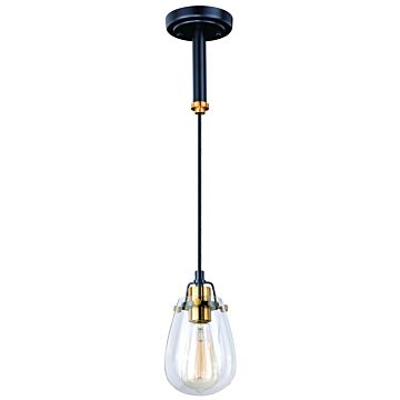 Kassidy 1-Light Mini Pendant in Black and Natural Brass