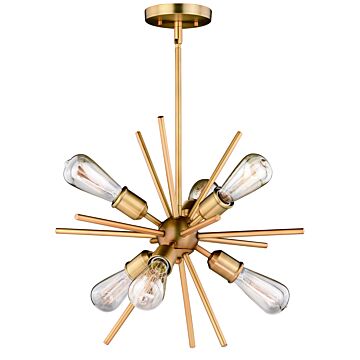 Estelle 6-Light Pendant in Natural Brass