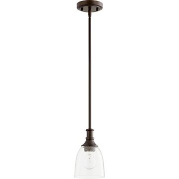 Richmond One Light Pendant in Oiled Bronze  Clear Seeded by Quorum International