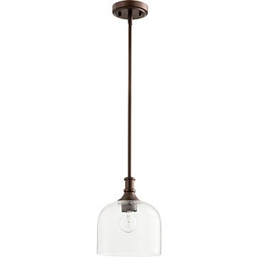 Richmond One Light Pendant in Oiled Bronze  Clear Seeded by Quorum International