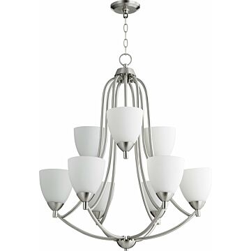 Barkley Nine Light Chandelier in Satin Nickel by Quorum International