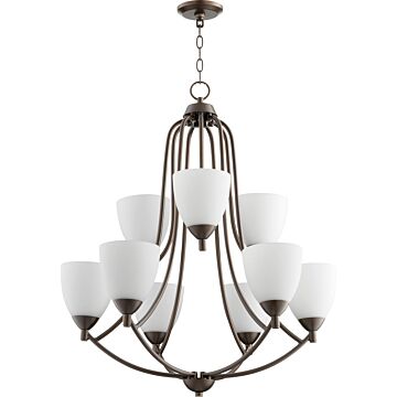 Barkley Nine Light Chandelier in Oiled Bronze by Quorum International
