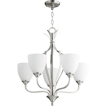Jardin Five Light Chandelier in Satin Nickel by Quorum International