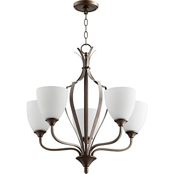 Jardin Five Light Chandelier in Oiled Bronze by Quorum International