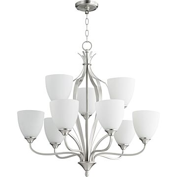Jardin Nine Light Chandelier in Satin Nickel by Quorum International