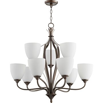 Jardin Nine Light Chandelier in Oiled Bronze by Quorum International