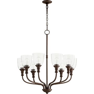 Richmond Eight Light Chandelier in Oiled Bronze  Clear Seeded by Quorum International