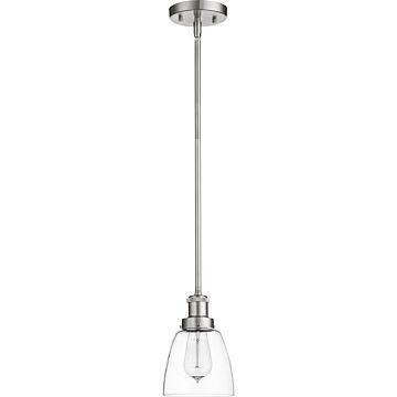 Clear Bell Pendants One Light Pendant in Satin Nickel by Quorum International