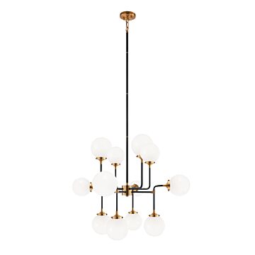 Particles 12 Light Pendant in Aged Gold Brass by Matteo Lighting