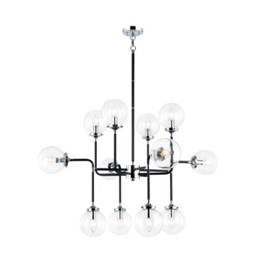 Particles 12 Light Pendant in Black & Chrome by Matteo Lighting
