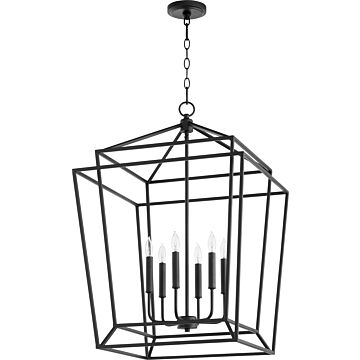 Monument Six Light Entry Pendant in Textured Black by Quorum International